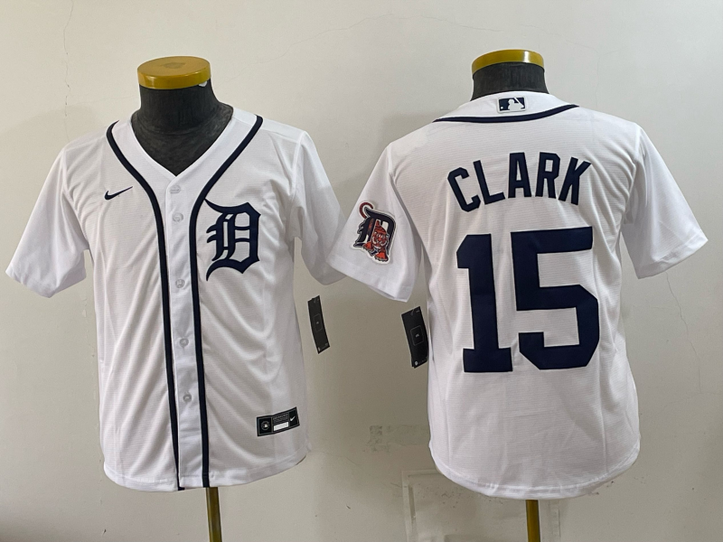 Youth Detroit Tigers #15 Clark white Nike 2026 MLB Jersey 0826001